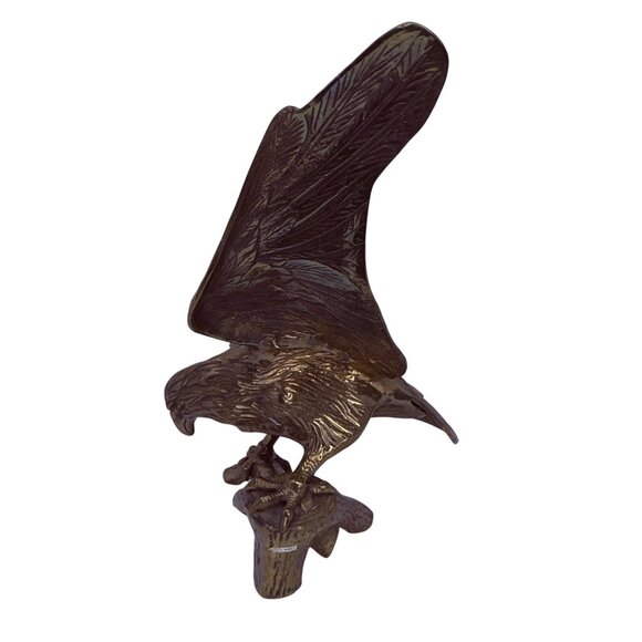 Vtg Solid Brass Eagle Sculpture 15.5" Tall Patriotic Statue Mid Century Decor - Picture 7 of 16